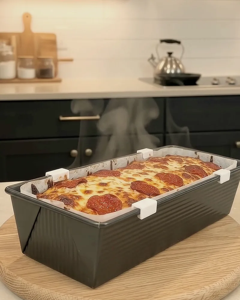 The baked loaf with golden mozzarella and pepperoni